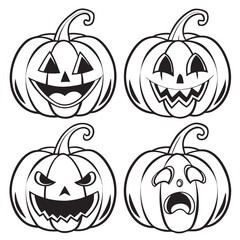 Fototapeta premium set of halloween pumpkins 