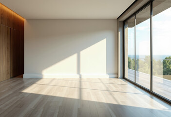 Obraz premium Empty luxury modern Room with Large Window and Natural Light