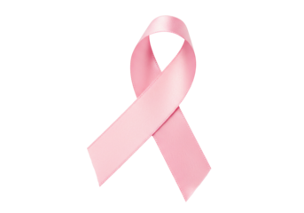 Pink ribbon isolated on transparent background, breast cancer awareness symbol for health campaigns and support