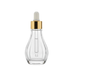 Clear glass dropper bottle isolated PNG, essential oil container for aromatherapy and skincare product packaging