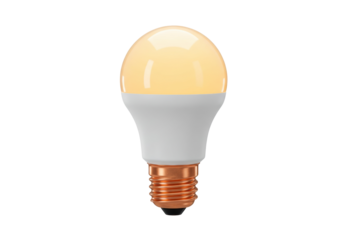 Glowing LED light bulb isolated on transparent background, energy-efficient lighting for home decor and sustainable living PNG