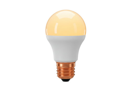 Glowing LED light bulb isolated on transparent background, energy-efficient lighting for home decor and sustainable living PNG