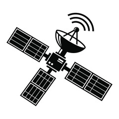 Mobile phone illustration with arrows and satellite equipment in a blue sky