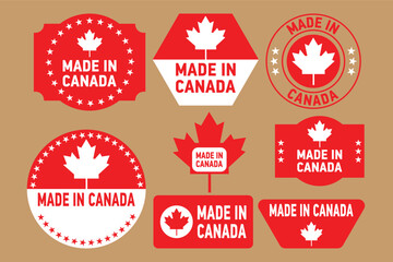 Made in Canada Label Collection with Maple Leaf