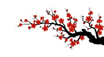 Elegant Plum Blossom Branch - A Symbol of Spring and Renewal.