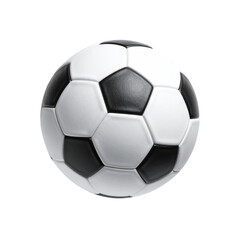 Fototapeta premium A classic black and white soccer ball with a 3D appearance, isolated against a black background