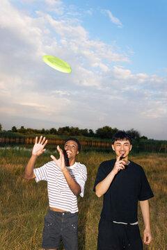 Catching frisbee