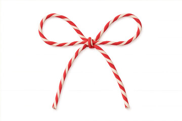 Red and white striped twine bow tied for a gift box, celebrating holidays and special occasions, transparent background