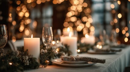 A table with candles and glasses on it