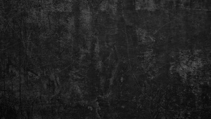 Black dark wall with cracks and holes. wall is covered with white paint and has rough texture background for  web banner template.