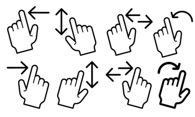 Fototapeta premium Minimal Hand Cursor Icon Set – Pointer and Tap Gesture Symbols for UI Design
