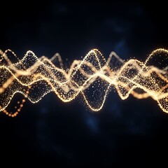 Golden Wave - Abstract Data Stream Visualization on Dark Background.