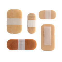 A collection of various adhesive bandages, meticulously arranged