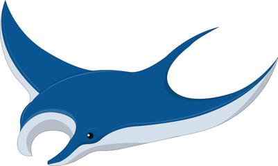 Cute Cartoon Ray Fish Vector Illustration