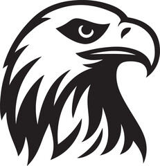 Stylized eagle head profile black and white, Powerful raptor bird vector design