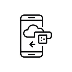 Cloud storage icon on smartphone concept of data transfer and technology minimalist design