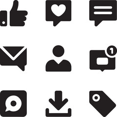 Social Media Interface Glyphs Icon Set