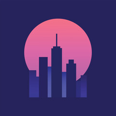 Obraz premium Modern Gradient City Skyline Vector