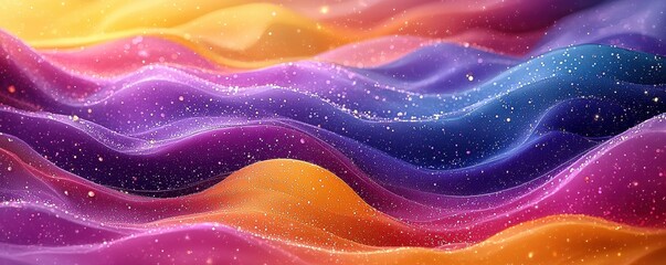 Abstract colorful gradient waves with sparkling particle texture