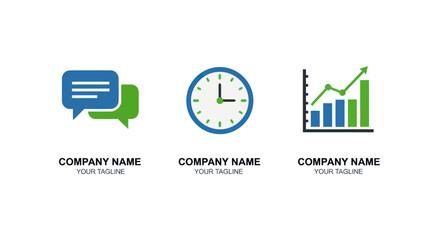 Modern Blue and Green Overlapping Chat Bubbles Logo Design on White Background - Communication and Messaging Icon for Business Branding, Flat Vector Elements, Vector Illustration, Simple Vector,