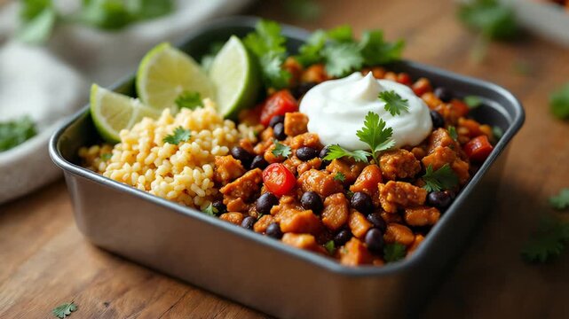 Hearty Spiced Chicken and Couscous Bowl with Lime and Cilantro