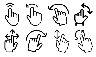 Minimal Hand Cursor Icon Set – Click and Tap Gesture Symbols for UI Design