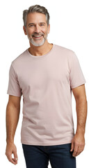 Fototapeta premium Confident Man smiling naturally in casual clothes, studio portrait with relaxed and friendly atmosphere, minimal white background