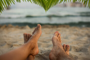 A couple in love on a tropical beach