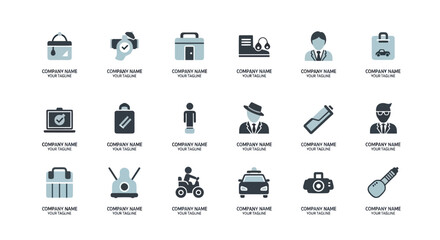 Modern Flat Design Business Logo and Icon Set - Diverse Vector Collection with Minimalist Symbols for Branding, Services, and Technology, Flat Vector Elements, Vector Illustration, Simple Vector,