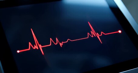 Red heartbeat monitor display showing vital signs in a clinical setting (1) - Powered by Adobe