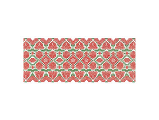 Modern digital geometric band in red and green and pure white background.