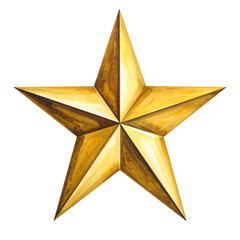 A radiant, five-pointed star in gold, with subtle shading and a slightly beveled appearance