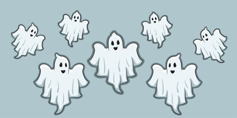 Halloween Ghosts stickers vector set