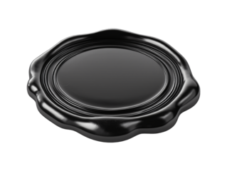Black wax seal stamp isolated on transparent background