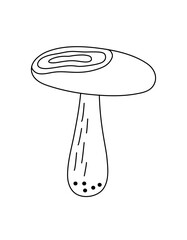 Mushroom, toadstool seasonal Halloween vector illustration of inedible fairy, magic fantasy mushroom clipart autumn holidays simple minimalist hand drawn doodle style drawing, witchcraft symbol