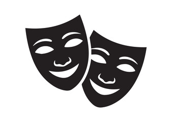 Theatrical masks icon, Theatrical masks solid vector design