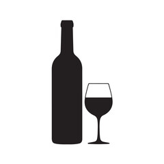 Elegant silhouette of a wine bottle and glass for beverage and celebration themes.
