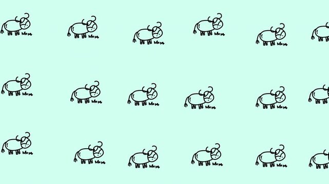 Looping pattern animal cow on pastel green, perfect for background designs, textiles, stationary, and digital wallpapers with an animal theme