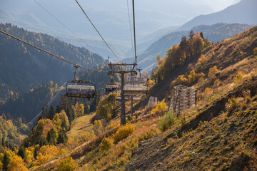 Autumn mountain landscape, Rosa Peak, Krasnaya Polyana, Sochi, road to the waterfalls
