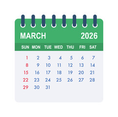 March 2026 calendar planning schedule icon managing dates