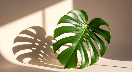 Monstera Leaf in Sunlight - A Study in Shadows and Form.