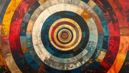 Concentric circles of vibrant colors in a detailed, layered design