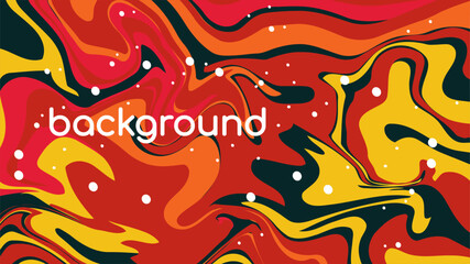 Vibrant abstract background featuring dynamic red and yellow swirls with white dots, perfect for creative designs and modern aesthetics.