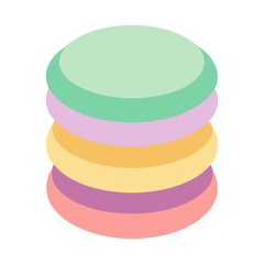 Stack of pastel macarons colorful vector on white background.