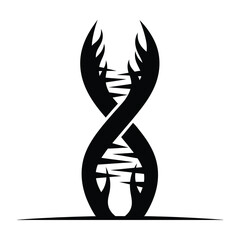 Stylized black and white dna helix logo