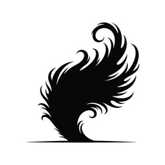 Stylized black feather silhouette
