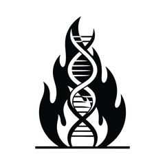 Abstract black and white dna in fire design