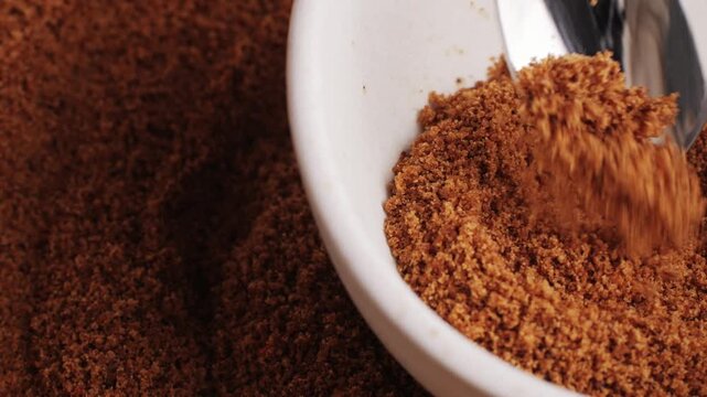 Ashwagandha Indian Ginseng Powder in White Bowl isolated on white background, superfood close up. 