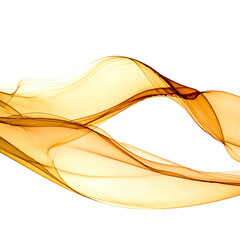 A swirling, abstract, gold-toned, flowing shape against a stark black background