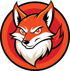 Fierce orange fox head emblem with intense eyes